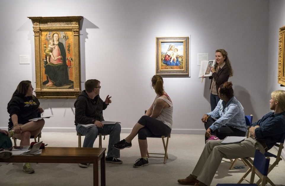 Randolph College students study artwork the exhibition Venetian Visions, 2015