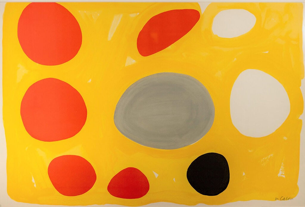 Alexander Calder, Disque gris et disque rouge sur jaune