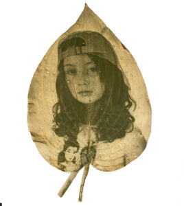 Siobhan Byrns, "Aoife", 2024, Chlorophyll print on hosta leaf
