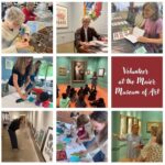 Volunteer at the Maier Museum of Art. Graphic featuring several photographs of volunteers serving in various ways such as leading tours for children and adults, helping to prepare materials for events, and staffing the receptionist desk. Volunteer at the Maier Museum of Art. Graphic featuring several photographs of volunteers serving in various ways such as leading tours for children and adults, helping to prepare materials for events, and staffing the receptionist desk.